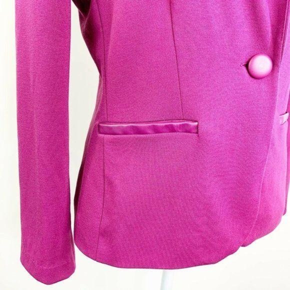 Elementz Hot Pink Faux Leather Trim Ponte Blazer - Picture 4 of 7